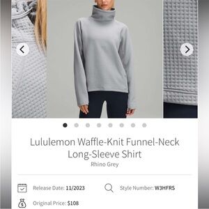 Lululemon waffle knit funnel neck in size 12